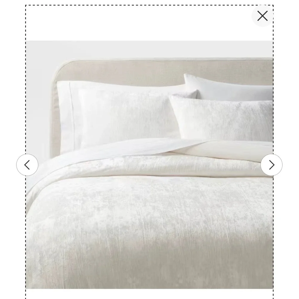 Threshold Ivory Crinkle Velvet Duvet Cover Set Full Queen 3pc OEKO-TEX Luxe